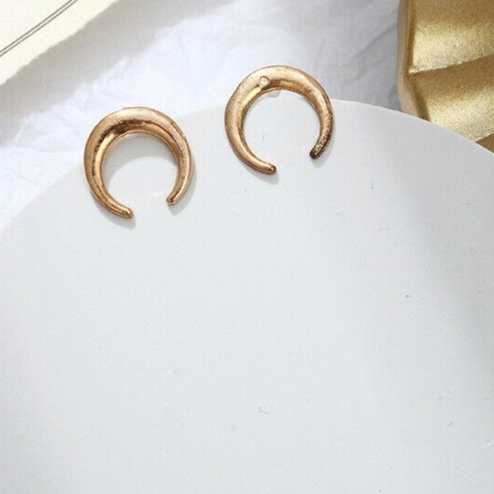 New Gold Tone Moon Boho Hippie Gypsy Chic Studs